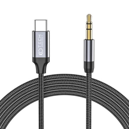Tech-Protect USB-C - Aux Mini (3,5 mm) -kaapeli 120 cm Musta
