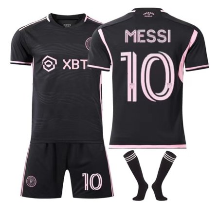 MLS Messi No. 10 Miami International Pelipaita Koti- ja Vieraspeliasu Aikuisten Lasten Jalkapallopaita Setti Paras Vieraspeliasu Lasten Koko 26 (140-