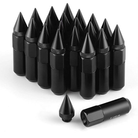 20 st M12X1.25 Hjulmuttrar, Spetsiga Förlängda Tuner 60mm Aluminium Hjul Fälgar Hjulmuttrar (Svart) Svart M12X1.25