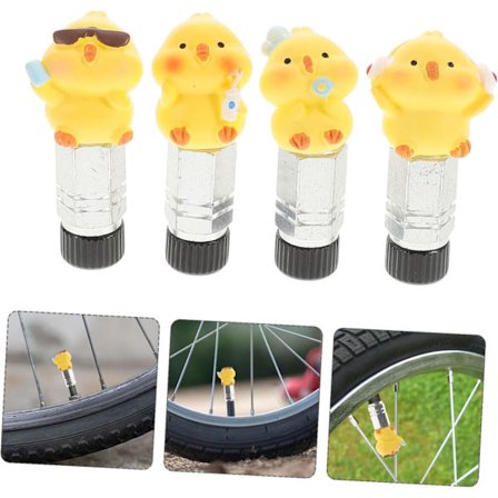 Familiepakke med sykkeldekkventilstammer i form av kylling og and - Allsidige dekorative ventilstammer for enkel pumping