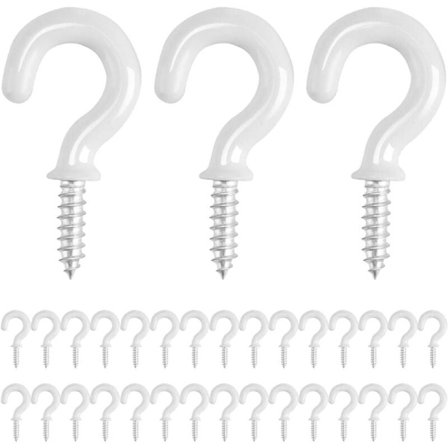 30 stykker hvide skruekroge, 1/2 tomme loftskroge til at skrue fast