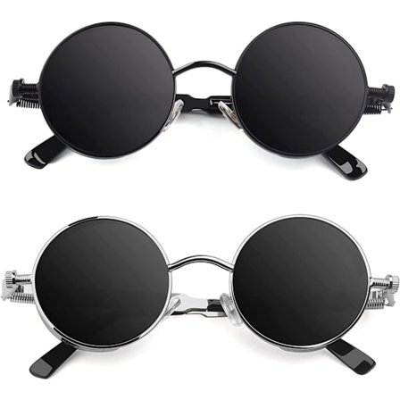 Retro Steampunk -tyyliset unisex-aurinkolasit pyöreillä metallikehyksillä, polarisoidut, rentouttavat, turvalliset ja mukavat, miehille ja naisille