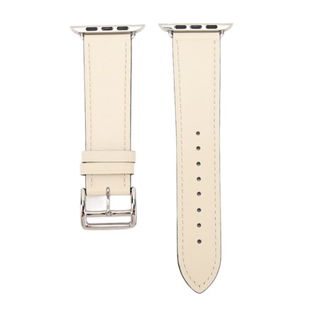 Smart Watch Band Klokkereim Lær Smart Watch Tilbehør for IOS Watch Series SE 8 7 6 5 4 3 2 1 42mm 44mm 45mm Beige