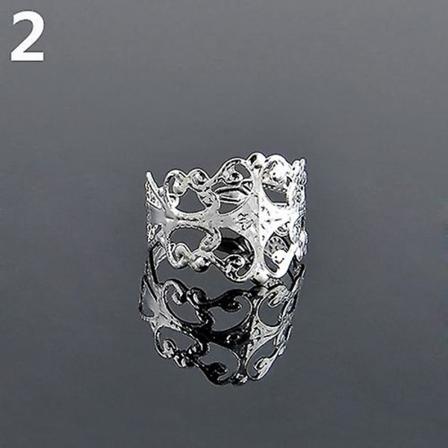 Damring i öppen design, justerbar, ihålig, modeaccessoar för strand, festgåva Silver