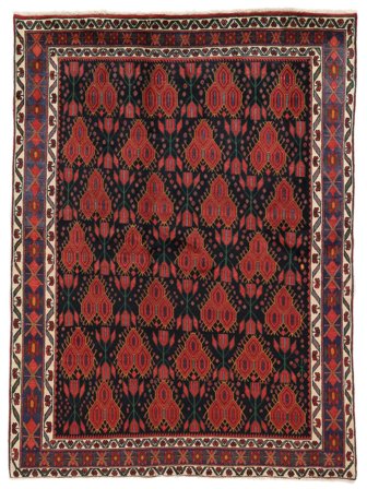 Afshar/Sirjan Teppich 182X245 Schwarz/Dunkelrot Wolle, Persien/Iran