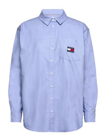 Tjw Badge Boyfriend Shirt Langermet Skjorte Blå Tommy Jeans