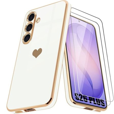 Coque Cœur - BOOLING - til Samsung Galaxy S26 Plus - Slim Silikone Stødabsorberende - 2 Glas - Hvid