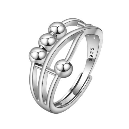 Öppning Justerbar Kopparångestring Stress relief Geometriska pärlor Dam Ring Smycken Tillbehör