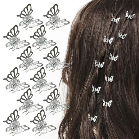 20 st Hårnålar för Kvinnor Metall Fjäril Mini Söta Mode Håraccessoarer Små Hårspännen Silverfärger