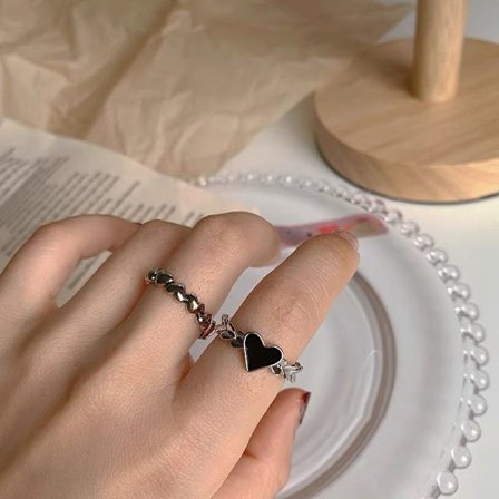 2ST Vintage Heart Ring Love Finger Rings Set för kvinnor par