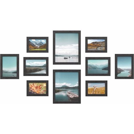 Collage fotorammer Sæt med 10 - To 20 x 25 cm, Fire 13 x 18 cm, Julegave, Fire 10 x 15 cm, Sort MDF KLB