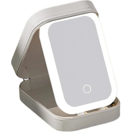 Ljus spegel sminkväska, kosmetisk förvaringsväska med LED-spegel | Bärbar sminkväska - 3 färger med ljus sminkväska, resesminkväska vit