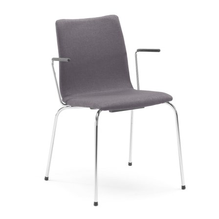 Conference chair OTTAWA with armrests, grey fabric, chrome