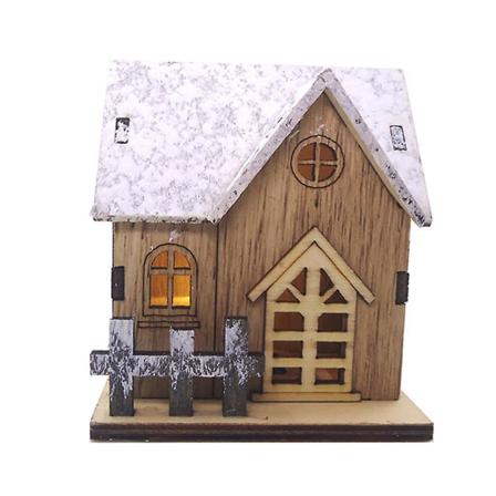 1/18 Miniature Dukkehjem Hjemmedekoration Træhusmodel med Lys Jul