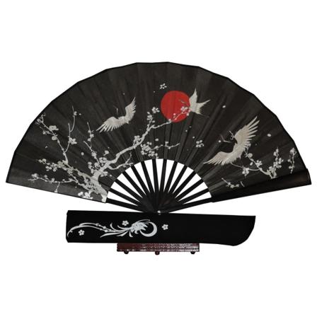 Stor svart solfjäder med fodral [30cm] - M01 - Tranor Black
