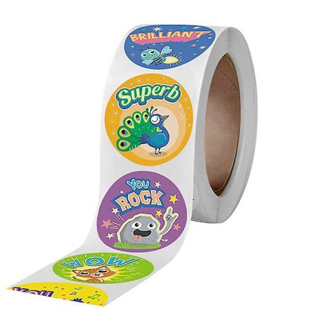 2X500 stk. juleklistermærker rulle?etiket skole sæson papirvarer opmuntre belønning dinosaur påfugl honning top dyr legetøj