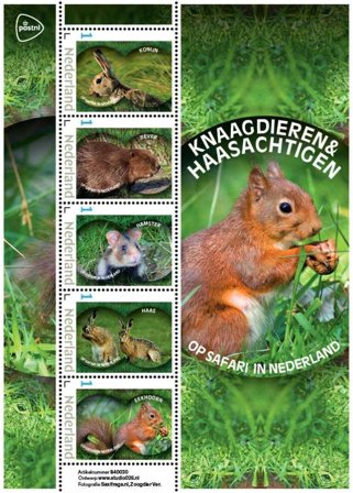 Holland - På safari i Holland: Harer og gnavere - Postfrisk miniark
