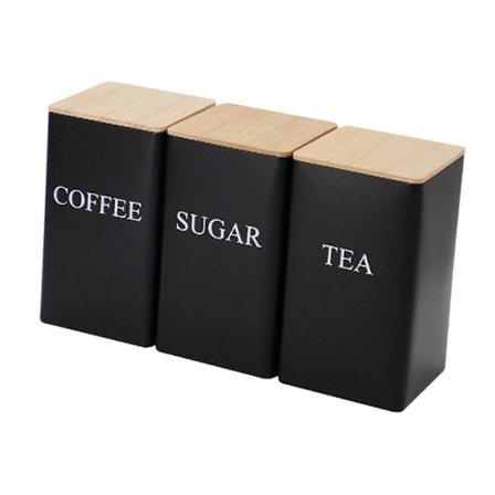 3 Delar Kaffe Te Socker Behållare Moderna Köksbehållare för Bänkskiva Vit 3st Burkar