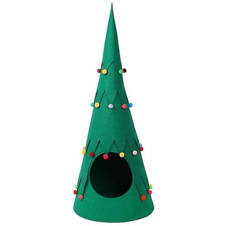 Julehus for kjæledyr i filt, juletreformet kattetelt, hulebed, hundebur, reir, slott for små dyr, katt, hund, gave