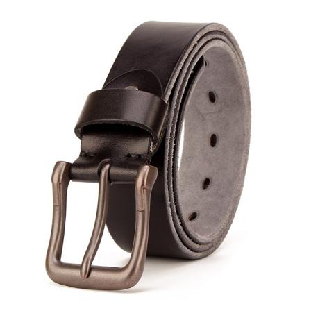 Svart skinnbelte for menn, 38 mm, fullnarvet skinnbelte