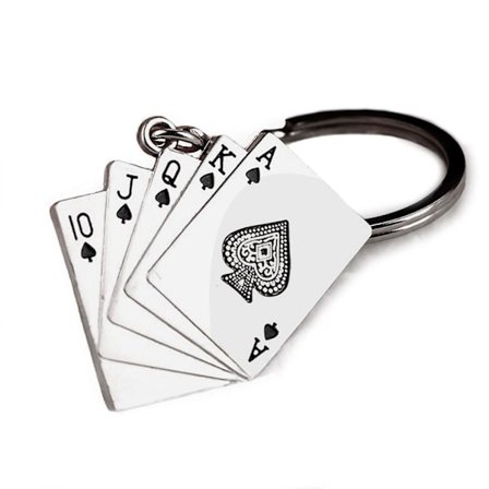 Nyckelring i silverfärgad metall - Straight Flush