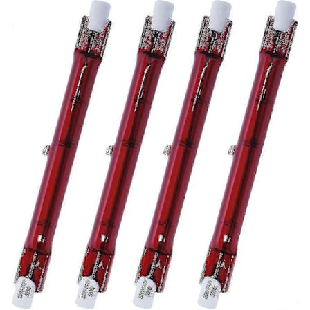 500 Watt Ruby Heatmaster R7 Halogen Varmelegeme Pære 4 Pak til Udendørs Have