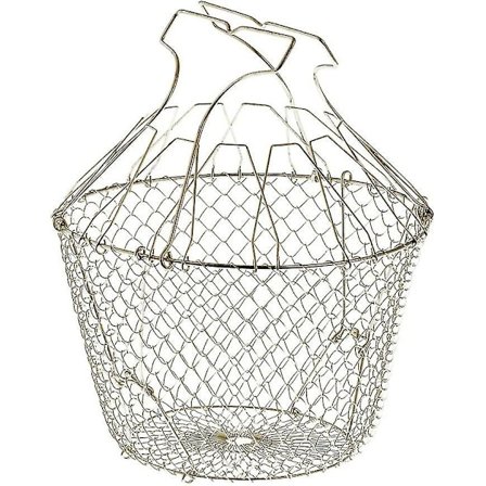 Sammenklappelig salatslynge med forstærkning - Rustfrit stål - Nem opbevaring - Blid centrifugering - 22,5 cm