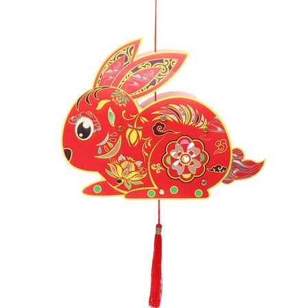 Kaninformet DIY-lanterne batteridrevet for barn rød for vårfestival