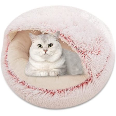 Hule for kjæledyr, varmt og koselig kattehule, myk plysj donut seng klem, W