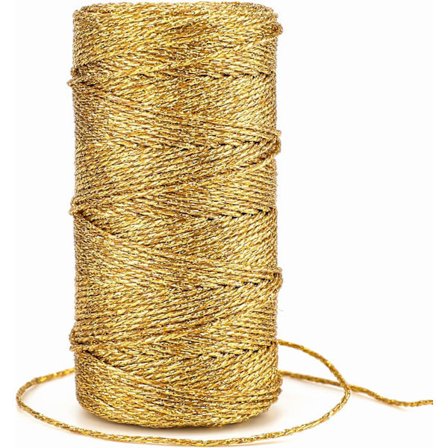 100M Dekorativ Metallisk Snor - 1,5 mm Guldtrådssnor Garn til DIY Håndværk Gaveindpakning & Bryllupsgaver