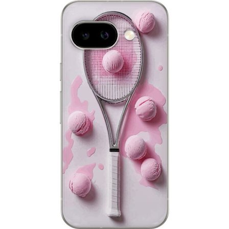 Kompatibel Mobilcover til Google Google Pixel 9a Rosa glaskugler og tennisketsjer i et kreativt stillbillede med legende popfølelse og moderne design