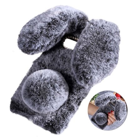 Fluffy Rabbit Samsung Galaxy S10 skal - Silver/Grå