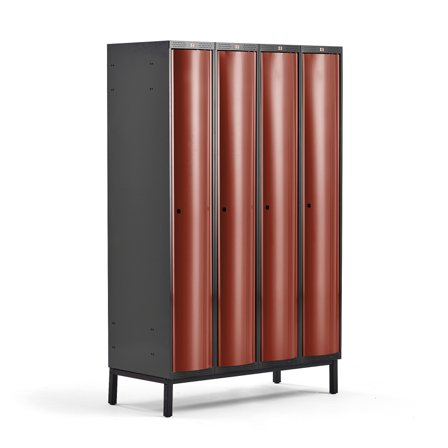 Kleiderspind CURVE mit Beingestell, 4 Module/1 Tür, 1940 x 1200 x 550 mm, Herbstrot