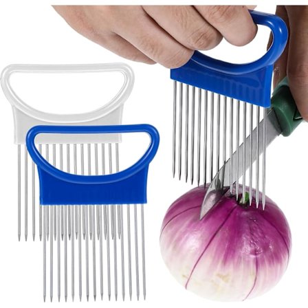 2 pcs Onion Cutter, Stainless Steel Onion Holder for Slicing, Practical Meat Tenderizer Tool, Kitchen Gadgets for Tomato Potato Lemon Egg Vegetable 