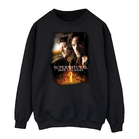Supernatural Dam/Damer Flaming Poster Sweatshirt XXL Svart