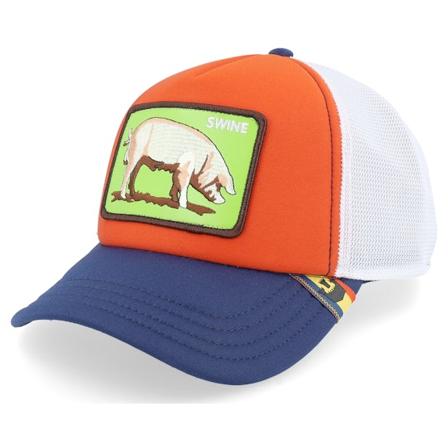Goorin Bros. - First Pig Farm Originals Orange/White/Navy A-Frame Trucker Trucker Orange Cap - @ Hatstore