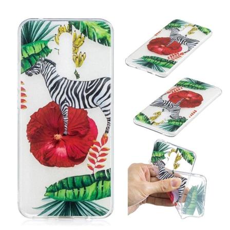Huawei Mate 20 Lite IMD kuviollinen silikooni muovinen pehmeä takasuoja kuori - Seepra Ja Kukat Multicolor