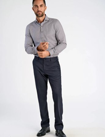 Lindbergh Black Dobby Shirt L/S - Brown - L