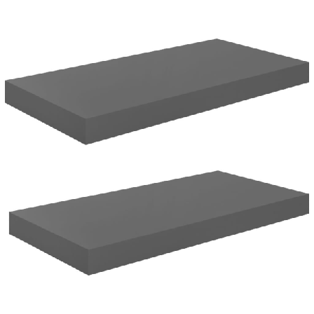 vidaXL Svävande vägghyllor 2 st grå högglans 50x23x3,8 cm MDF grå