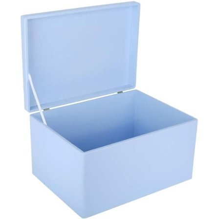 Creative Deco XXL Blå Träförvaringslåda | 40 x 30 x 24 cm | med lock