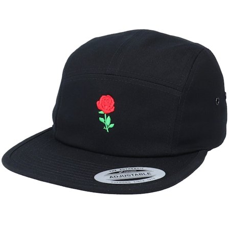 Iconic - Tiny Red Rose Black 5-Panel 5panel Black Cap - @ Hatstore
