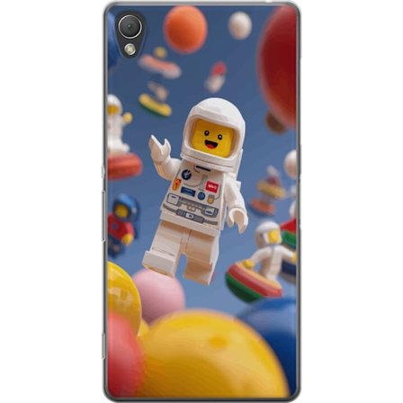 Kompatibelt Mobilskal till Sony Sony Xperia Z3 LEGO-inspirerad astronautfigur i rymden bland färgglada planeter, lekfull 3D-illustration för barnrum