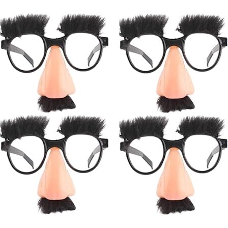 4 Styk Store Næse Sjove Briller Halloween Briller Stor Næse Halloween Stor Næse Sjove Briller med Øjenbryn og