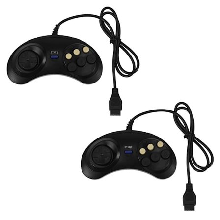 2X Klassisk Retro 6 Knapper Kablet Håndtak Spillkontroller Gamepad Joystick Joypad for Md2 Pc Tilbehør