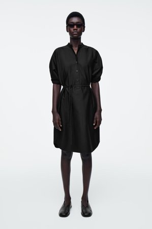 COS Women's Vestido Camisero Midi Con Cinturón in Negro