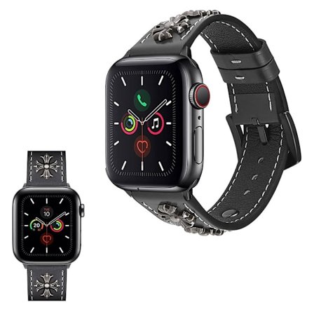 Apple Watch Series 5 / 4 40mm ægte cool cross læderarmbånd - Sort