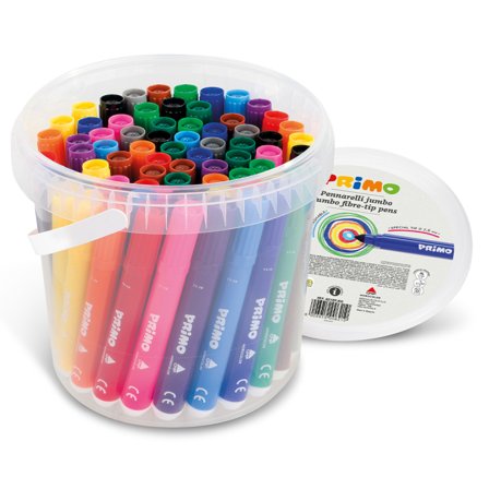 Primo Fibre-tip pens Jumbo 60-set bucket (3 years+)