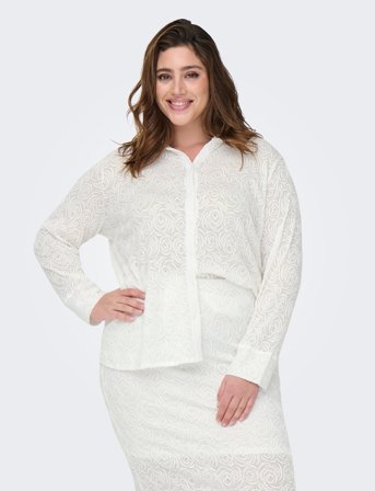 ONLY Carmakoma Carrosil Ls Lace Shirt Jrs - White - 42-44