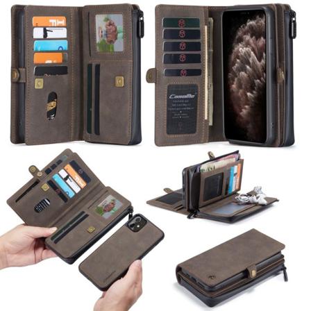 Iphone 11 - Caseme 2-i-1 Multifunktionellt Plånboksfodral - Brun Brown Brun