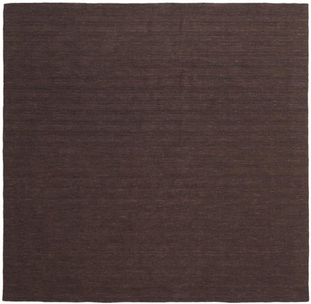 Handloom Flat 250X250 Large Dark Brown Plain (Single Colored) Square Wool Rug